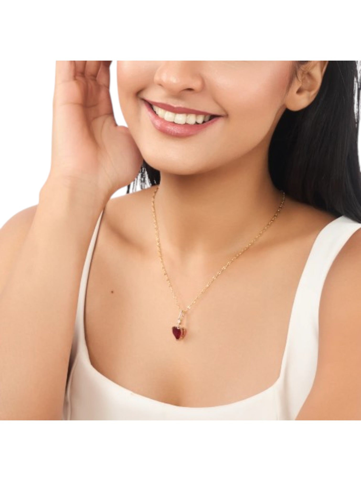 Trendy Heart Shape 925 Sterling Silver CZ Stone Gold Plated Pendant With Chain For Women By Kesardeep
